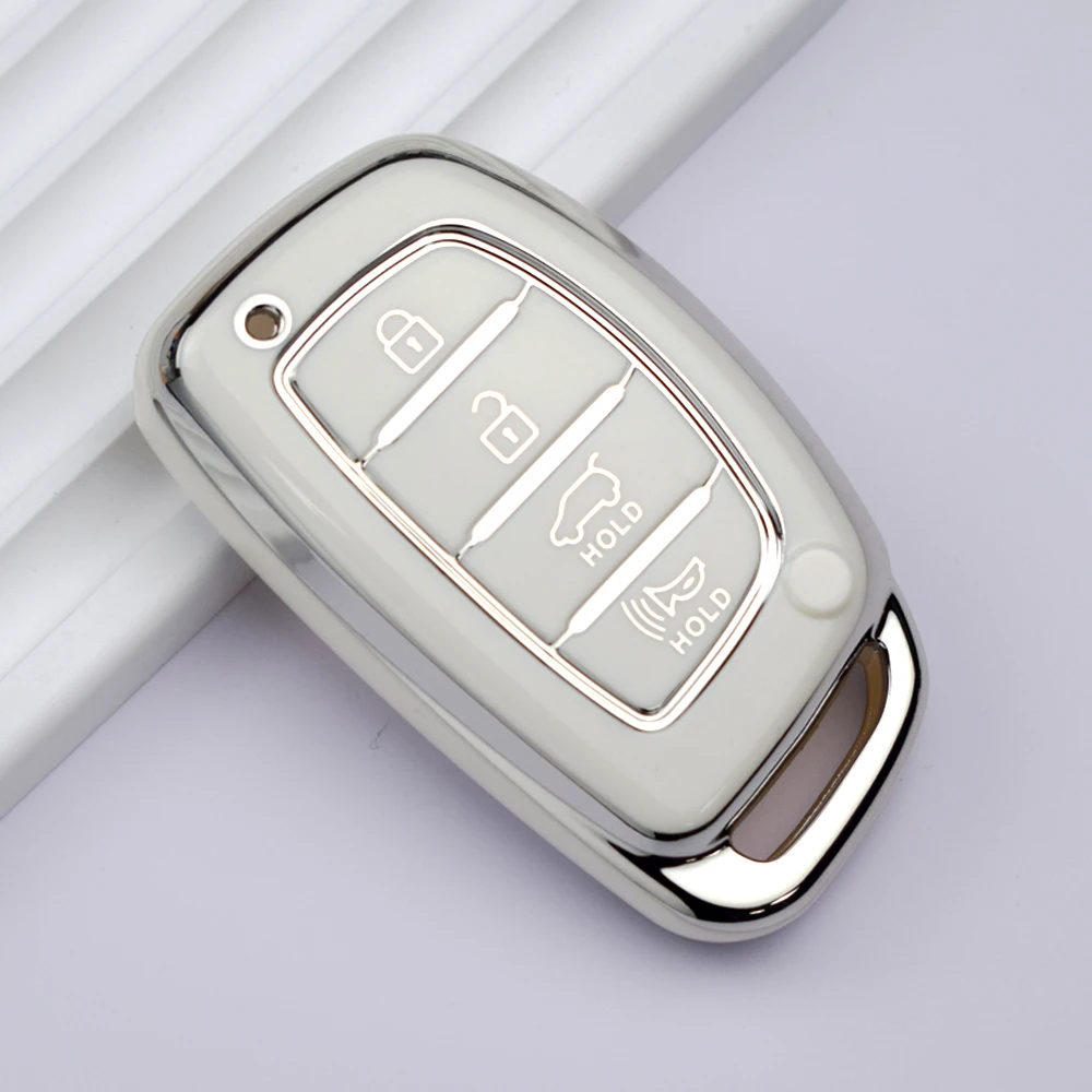 Fashion TPU Car Key Cover Keychain for Hyundai Ix35 Ix45 I10 I30 I40 Tucson Santa Fe Rena Sonata Elantra Creta 4 Button Key Case key case,key case cover,car key shell