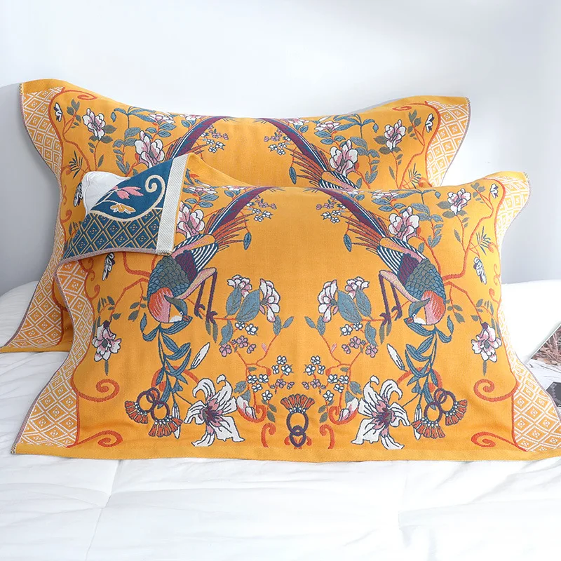 

Delicate Pillow Towel Anti Slip 52*75 for Children Adult Cotton Gauze Double Sided Yarn-dyed Jacquard
