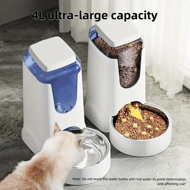 Automatic Pet Feeder/Water Dispenser, Gravity Vision Dog Feeder Water Dispenser With Stainless Steel Bowl, Indoor Dog Automatic 2