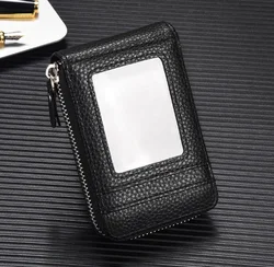 Compact Zippered Card Holder - Portable Women's Wallet and Business Card Organizer (Black 1pcs)