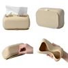 Silicone Suction Cup Tissue Box Wall-Mounted Napkin Storage Box Decorative Large Capacity Tissue Holder Dispenser Container 5