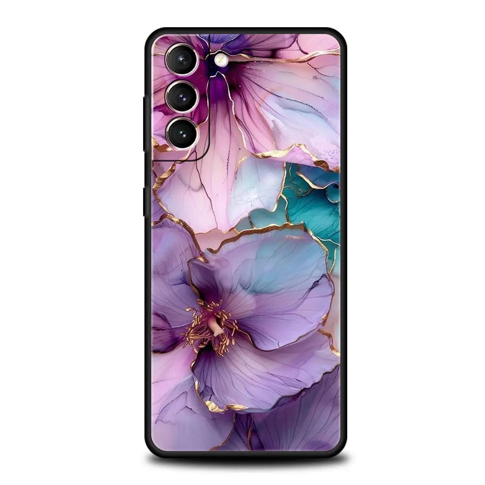 Elegant Flower Marble Design Soft TPU Phone Case Cover