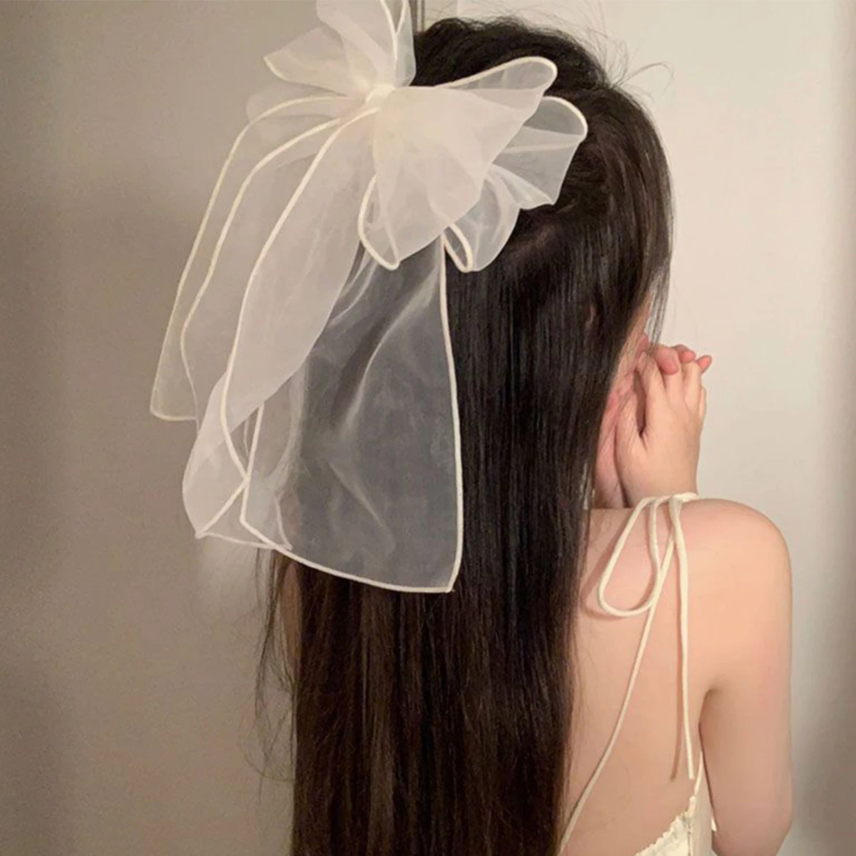 2pcs Double Mesh White Oversize Bow Hairpin Yarn Bowknot Ribbon Hair Clip New Lady Girls Clip Hair Accessory Women purple suit jacket women s new korean version oversize design casual suit all match fashion blazer office lady coat