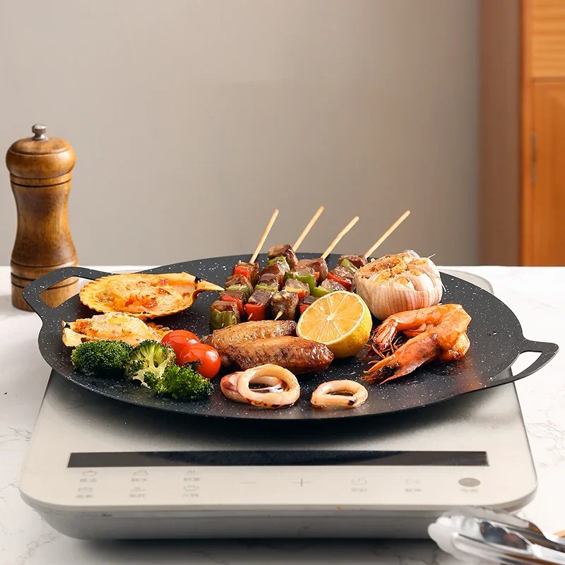 Roasting Round Pans Korean Aluminum Nonstick Grill Top Griddle Pan Bbq Fry Grill Outdoor Cast Iron Barbecue Griddles Grill Pans