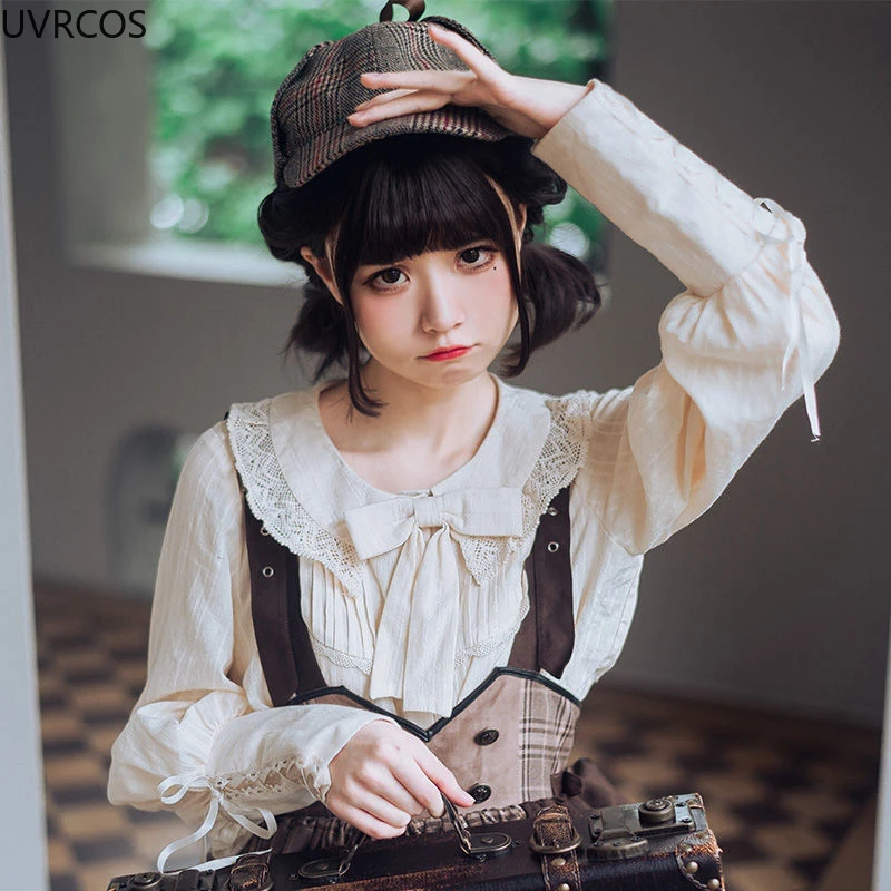 Spring Summer Japanese Gothic Lolita Jsk Dress Women Kawaii Ruffle Harajuku Brown Strap Dress Girls Punk Loli Tea Party Vestidos lolita dress lolita suspender dress lolita cosplay costumes suspender dress
