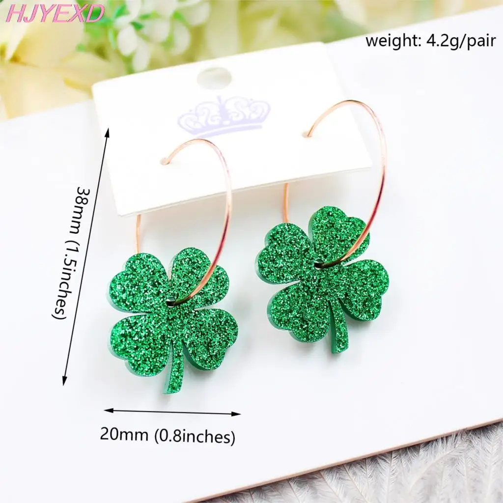  St Patricks Day Earrings Green Lucky Clover Dangling