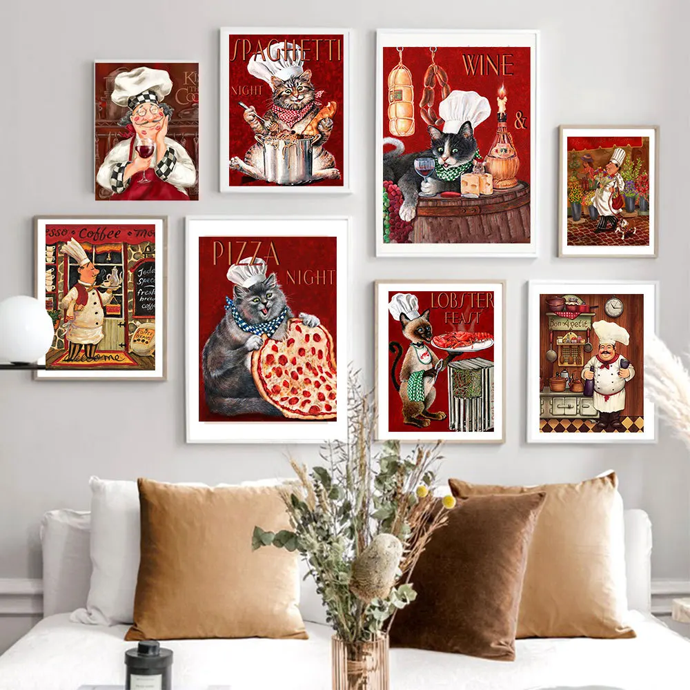 5D Diamond Painting Chef Cat Full Square Drill Diamond Art Rhinestone Cartoon Mosaic Needlework Kitchen Home Decoration HUACAN