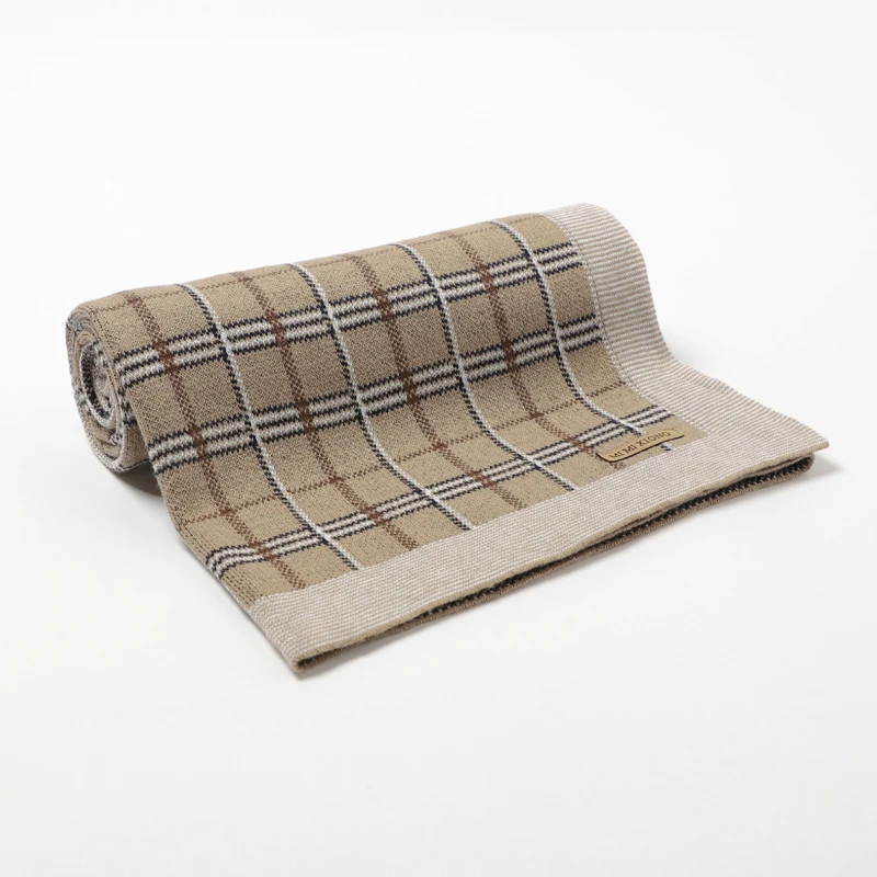 Baby Blankets Plaid Pattern Knitted Newborn Boy Girl Swaddle Wrap Cradle Quilts for Stroller Bed 100*80cm Toddler Receiving Mats