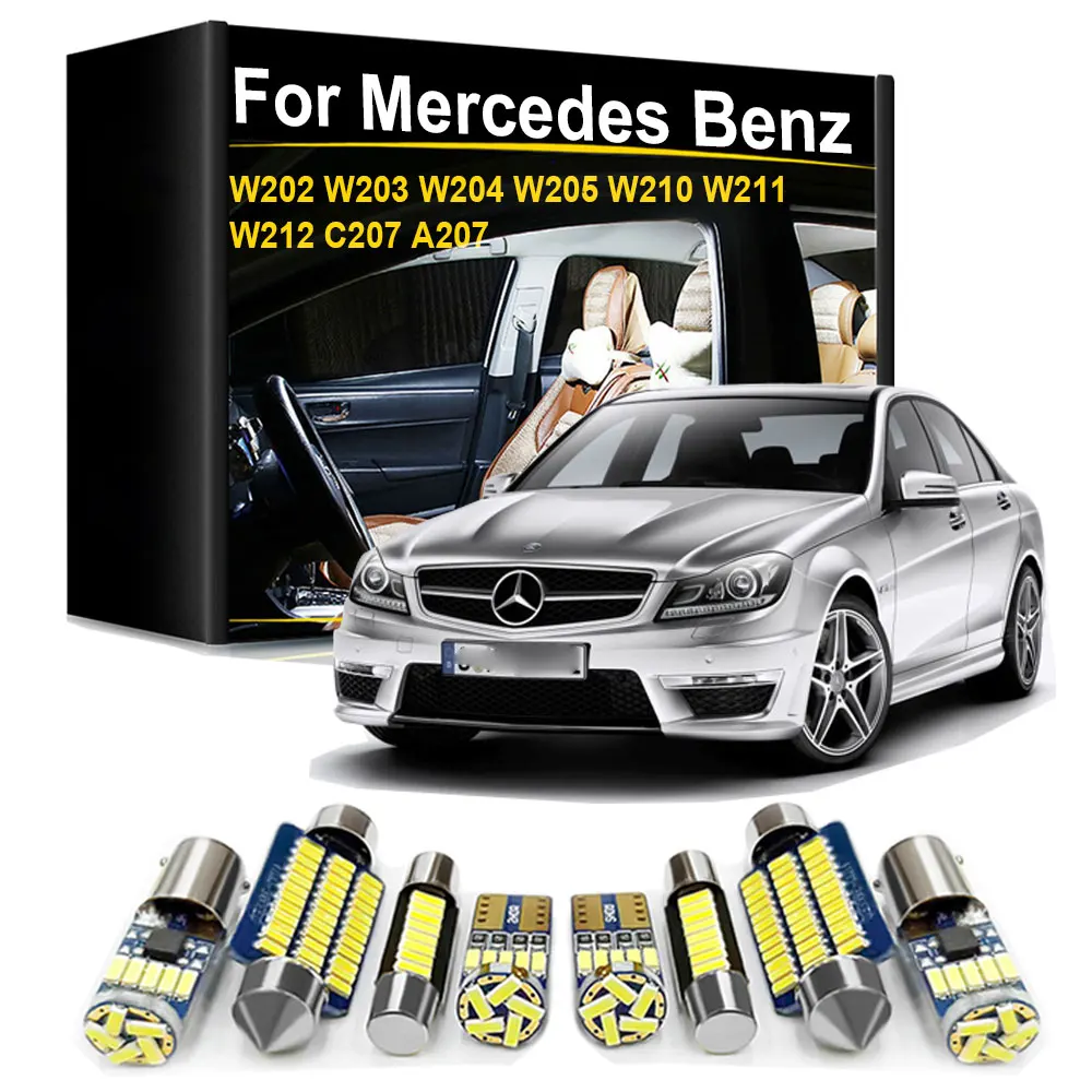 Kit d'éclairage LED intérieur Canbus pour Mercedes Benz W202 W203 W204 W205 W210 W211 W212 C207 A207 Classe C E, accessoires automobiles