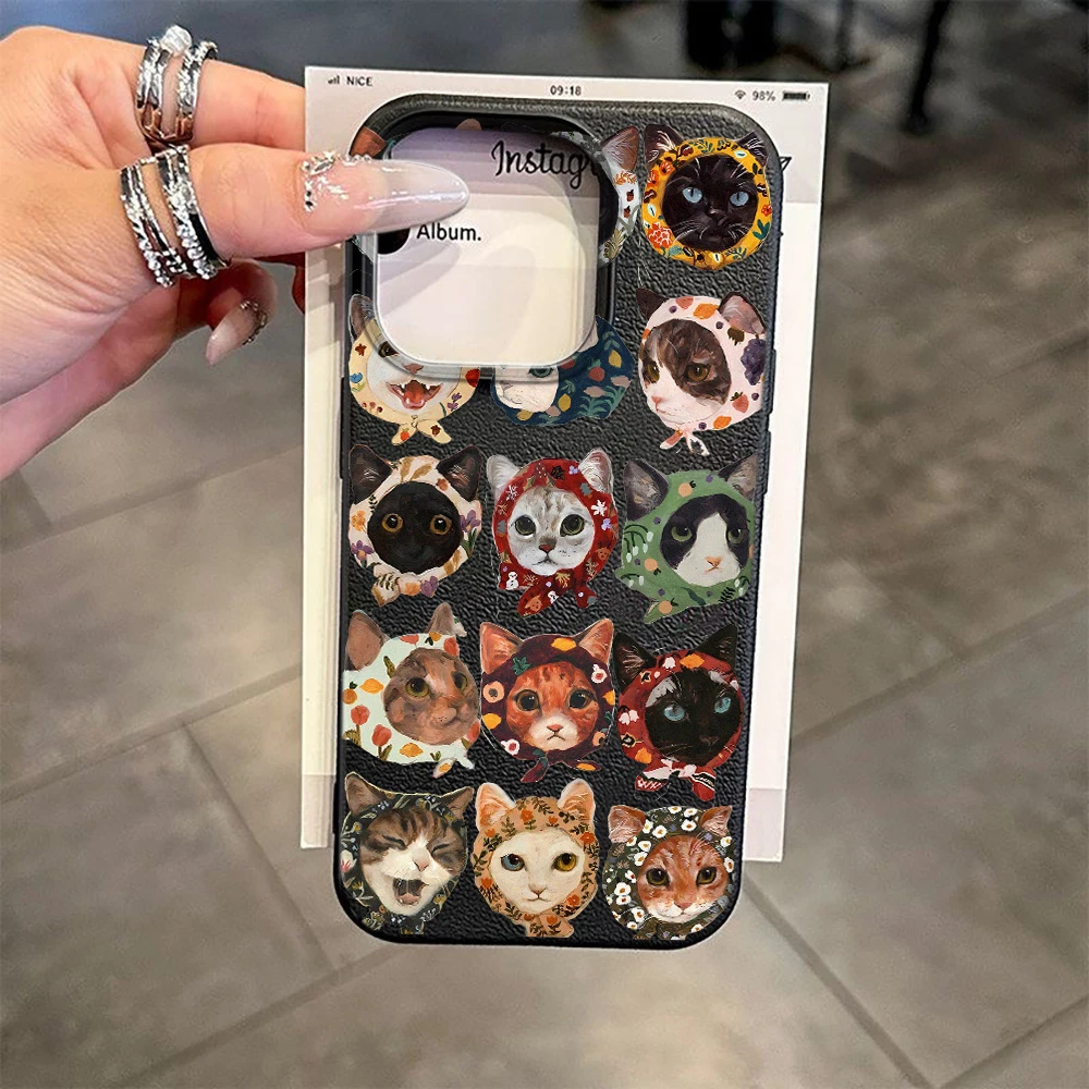 כיסוי חתול בד חמוד עבור מקרה iPhone 17 Pro Max כיסוי iPhone 16 15 14 13 12 11 Pro Max כיסוי TPU גומי פשוט מגן