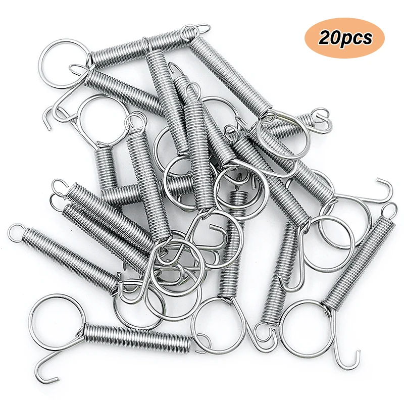 20pcs Multipurpose Spring Animal Cage Latches Lock Spring 8.5mm Rabbit Cage Door Tension Spring with Hook for fixing pet cages
