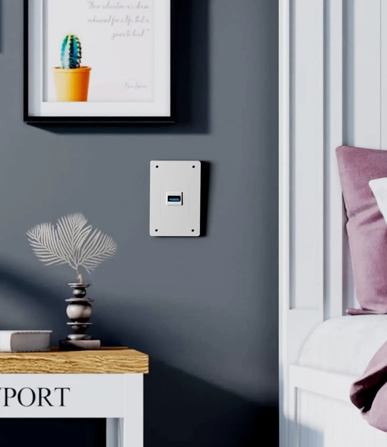 Universal Keystone Jack Adapter with USB 3.0, Type C, RJ45, and 4K HDMI Snap-In Connectors