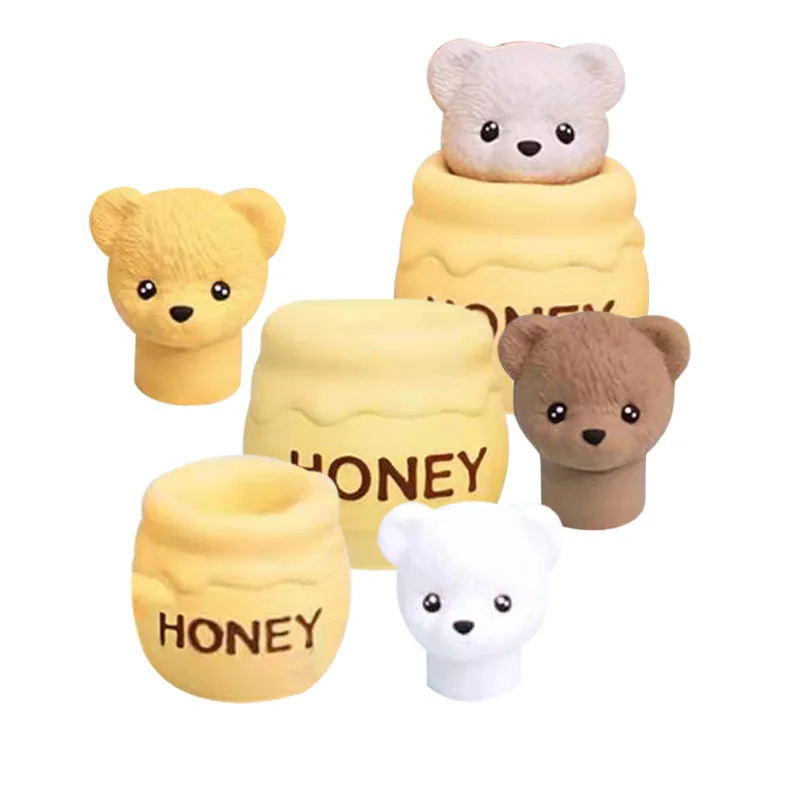 Teddy bear scented candle ice cube mold, handmade DIY little bear honey pot plaster candle silicone mold.