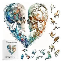 Wooden Puzzle, Heart-shaped Skull, Exploring The Mystery Of Alien Puzzles, Feeling The Charm Of Wood, Experiencing Art Gifts 1