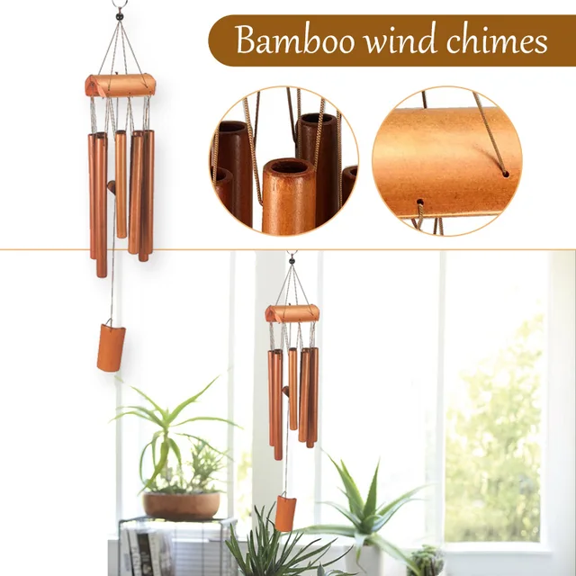 Carillon à Vent en Bambou Marron, Décoration d'Extérieur, de Cour, de  Jardin, Tendance, Étoile, Lune - AliExpress