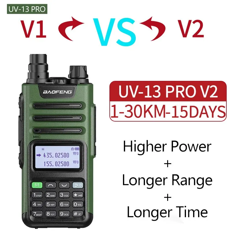 BaoFeng UV-13 PRO V1 V2 High Power Dual Band Walkie Talkie Type C Charger 16 KM Long Range UV13 Transceiver Ham Two Way Radio 2
