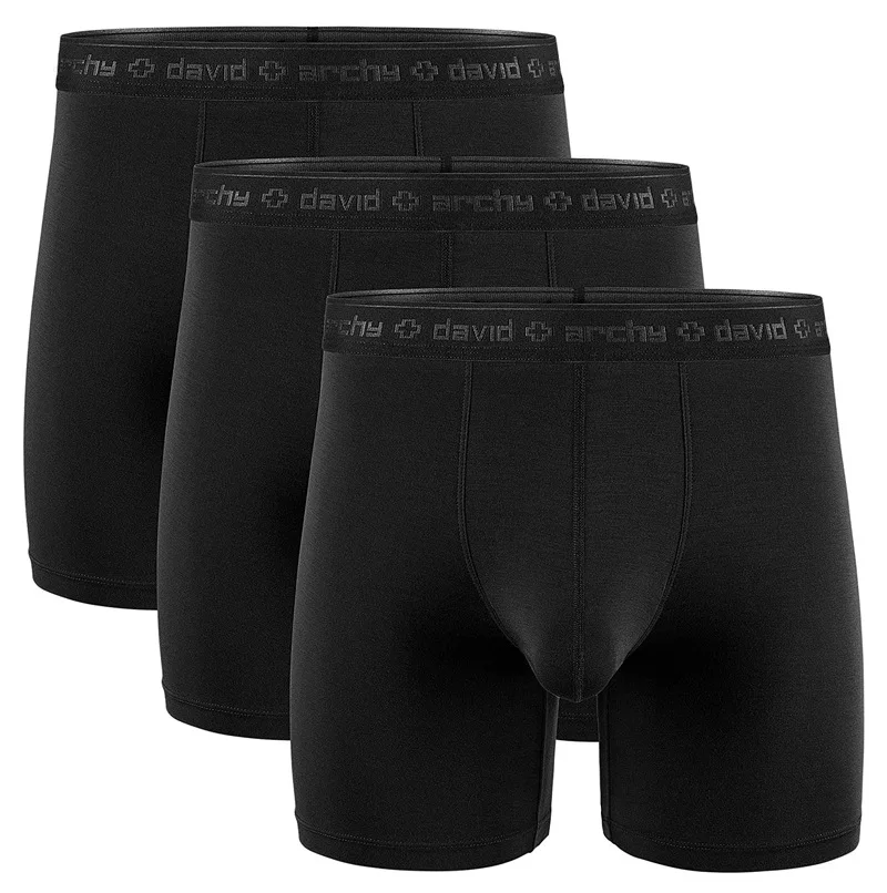 DAVID ARCHY Boxershorts voor heren, 3/5 stuks, modal, met stretch, zacht, ademend, verpakking van 3 of 5 stuks, Zwart*3, XL