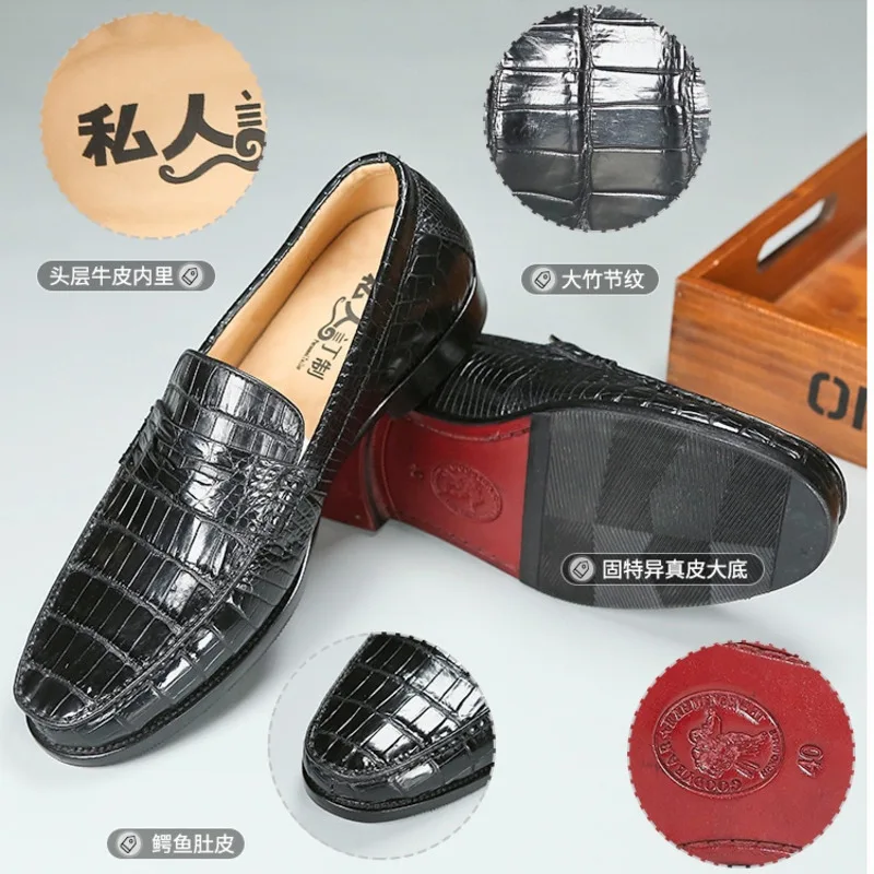 Authentic Crocodile Trendy Genuine Outsole Business Formal Shoes Men Casual Loafers Men's Leather Suede Shoes Oxford