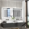 Extra Large Rectangle Bathroom Mirror LED Vanity Dimmable Backlit Anti-Fog Memory with Front and Backlight Shatter-Proof 3