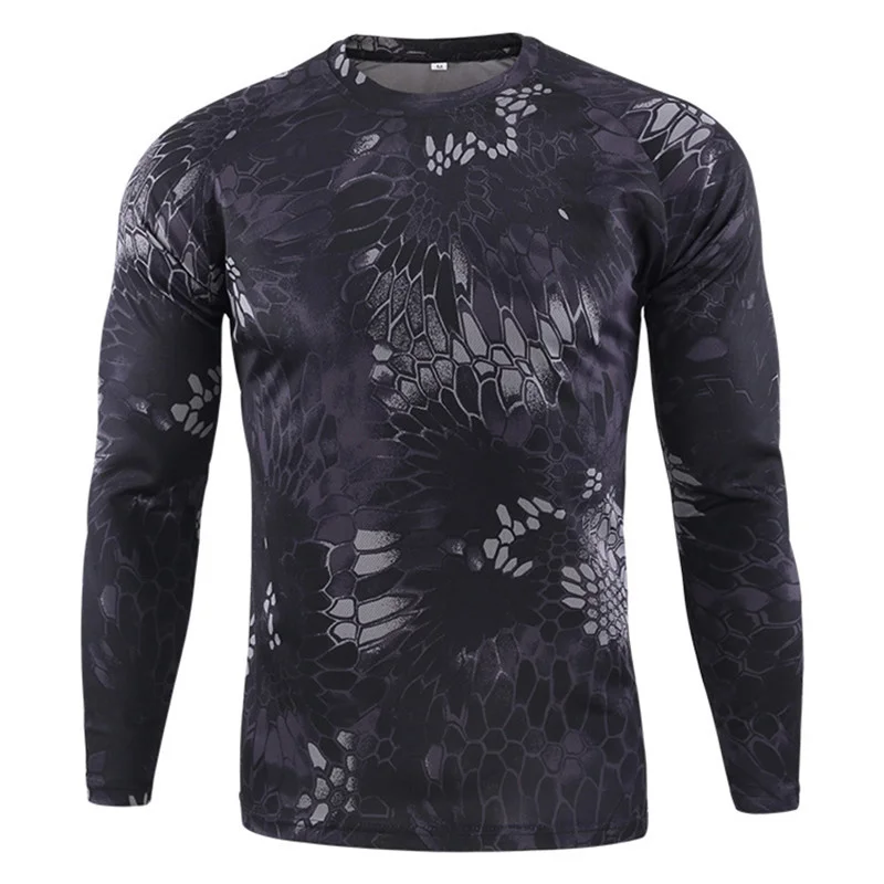 Camouflage Quick Dry Hiking T-Shirt Men Spring Autumn Sport Breathable Long Sleeve Tops Tactical Combat Hunting Camping T Shirt