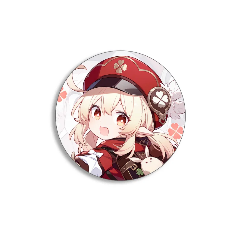 Game Genshin Impact Brooch Pin Hu Tao Klee Xiao Zhongli Raiden Shogun Ganyu Cosplay Anime Badge Accessories For Clothes Bag Gift