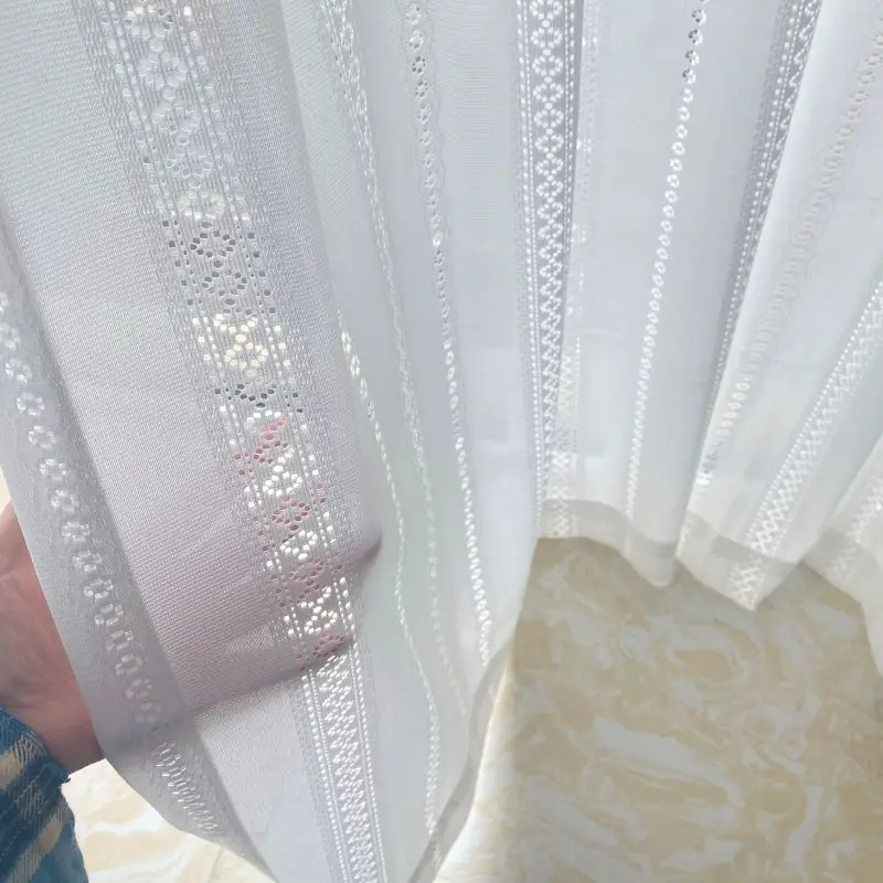 YCENTRE White Hollow Out Sheer Curtain For Living Room Bedroom Voile Tulle Window Blinds Drape Rideaux Chambre Custom Made 3