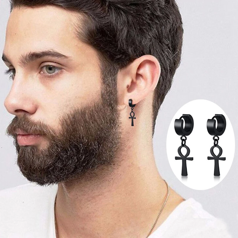 Turismo nudo Inmundo WKOUD pendientes colgantes con forma de cruz para hombre, aretes colgantes  de acero inoxidable, estilo Punk, egipcio, Ankh, Michael|Pendientes con  forma de gota| - AliExpress