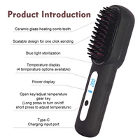 Cordless straightener comb, portable straightener comb, suitable for women, USB rechargeable, mini lightweight straightener 2