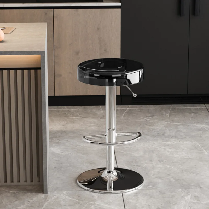 

Transparent Acrylic Nordic Bar Stools Luxury Retro Relaxing American Iron Bar Stools Black And Gold Round Barkrukken Furniture