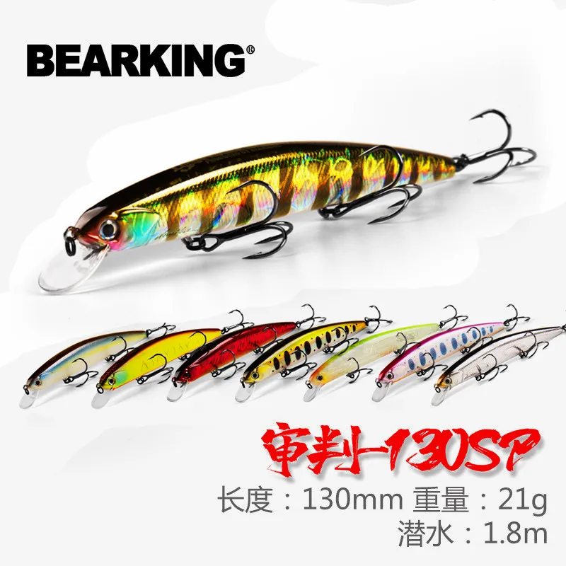 D130 BEARKING Artificial Fishing Lures Minnow Quality Wobblers Baits 13cm 21g Suspending Hot Model Crankbaits Popper fishing lure carp fishing bait