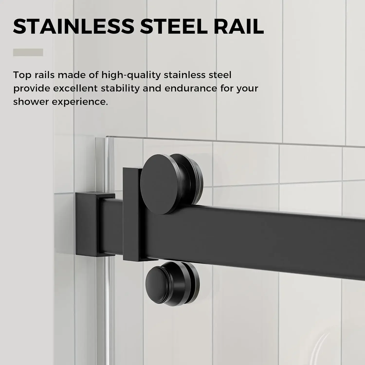 56-60.in W x 72.in H Frameless Shower Door, Water Repellent Black Shower Door Clear Tempered Glass, Easy Sliding Showe Door 4