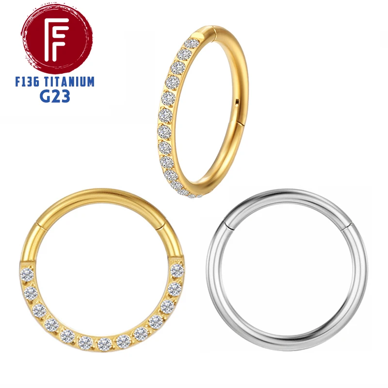 

F136 Titanium Nose Ring Hoop Piercing Cartilage Tragus Helix Hinged Segment Septum Clicker Earrings 16G Body Jewelry Charming