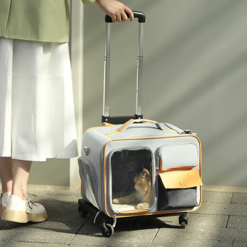 Pet Trolley Cat Bag Portable Suitcase Cat Suitcase Trolley Travel Backpack Carrier Pet Products