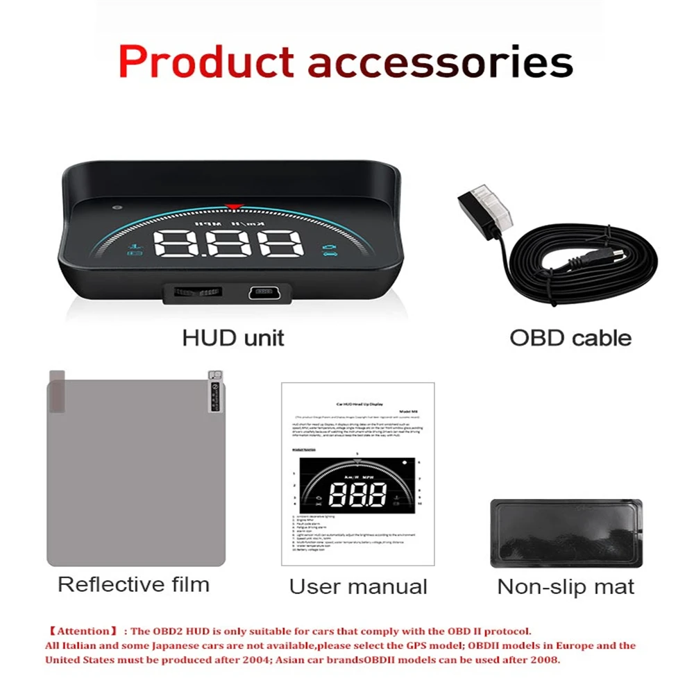 HUD OBD2  ÷, ڵ ӵ ,   ڵ  溸,   ý, Ʈ 