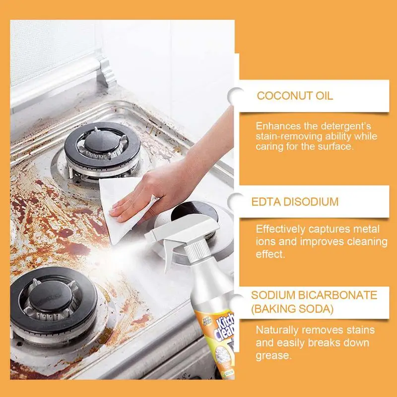 60ml Kitchen Cleaner Oil Stain Powerful Degreaser Oil Stains Remover Cleaning Grills Oven Home Cooktop Cleaning Spray