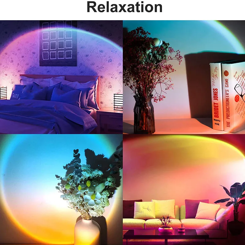 Sunset Projector Lamp Rainbow Atmosphere Night Light Sunset Light For Bedroom Room Decoration Background Wall Tiktok Table Lamp nursery night light