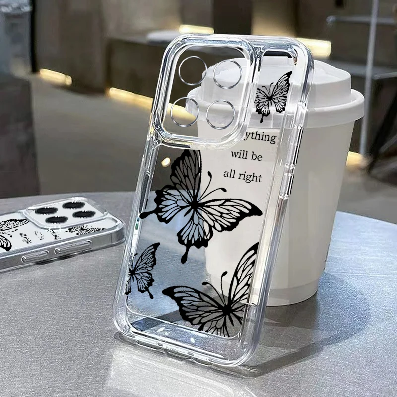 Elegant Hollowed Out Butterfly Clear Phone Case