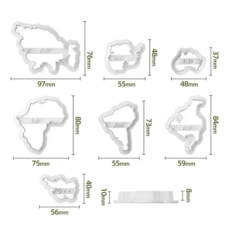 Seven Continents Shape Cookies Cutters 3D Plastic World Map Biscuit Mold Cookie Stamp DIY Fondant Cake Mould Pastry Baking Tools