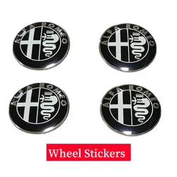Premium Car Badge Sticker for Alfa Romeo - Front Hood, Rear Trunk, Steering Wheel & Hubcap (4Pcs - 56mm Alfa)