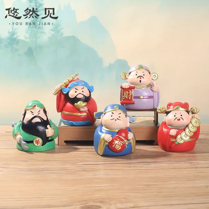 

Chinese Creative Gift: Fortune Five Road God of Wealth Desktop Car Resin Home Decoration Ornament