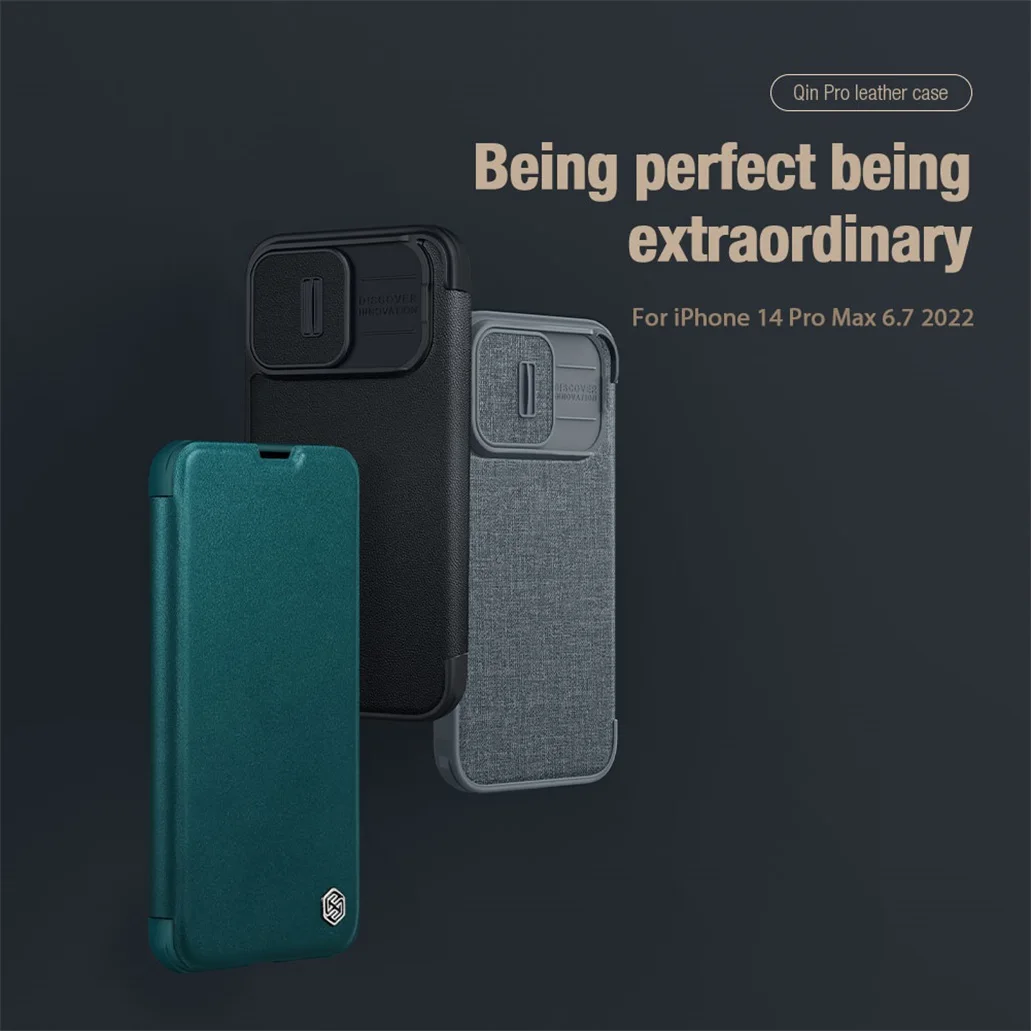A SCENE/エーシーン/BC Flip pocket iPhone14Pro Flip Case For iPhone 14 Pro Max Nillkin Qin Leather Cloth