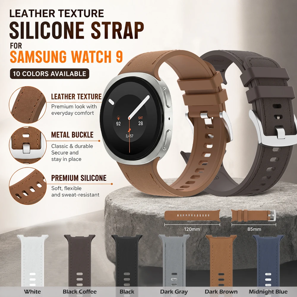 Leather-Like Silicone Fashion Versatile Waterproof Watch Strap