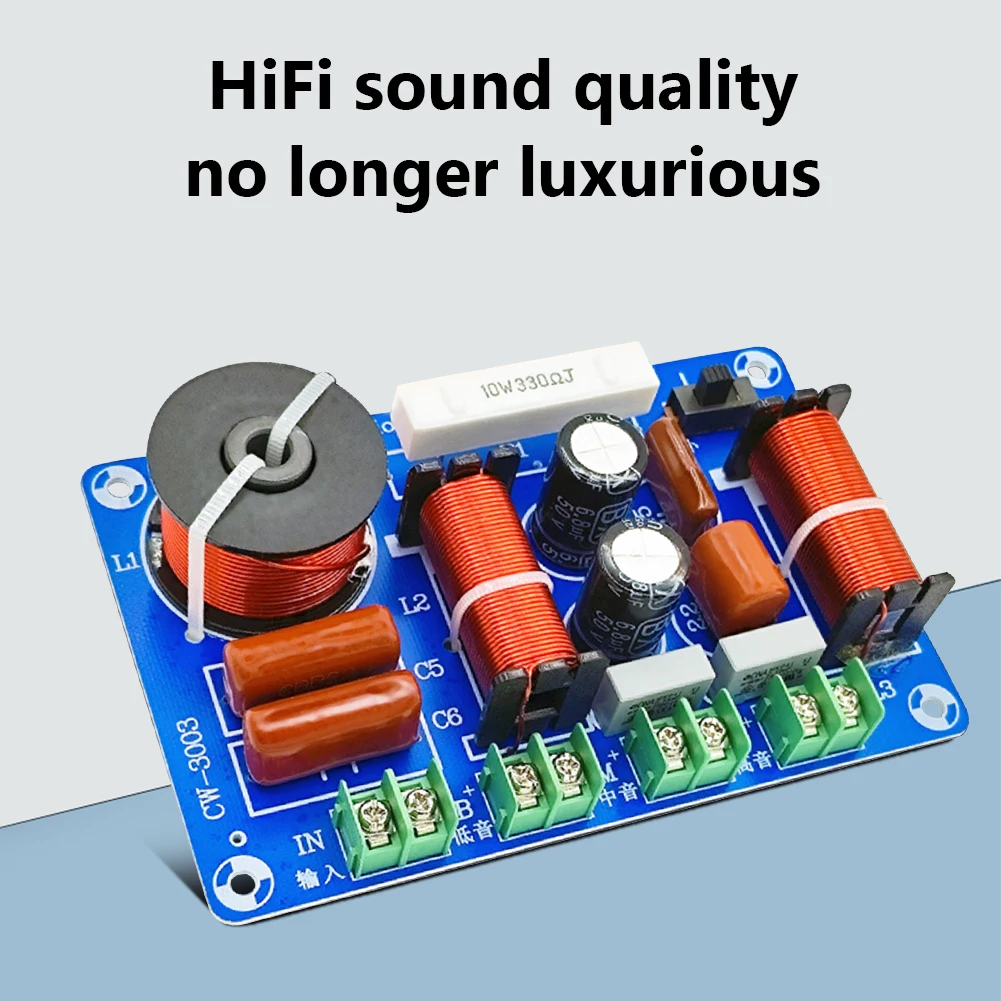 250W 스피커 크로스오버 고음 중음 저음 3방향 오디오 HiFi 필터 회로 기판 5200Hz-5500Hz 조정 가능한 DIY 홈 오디오 시스템