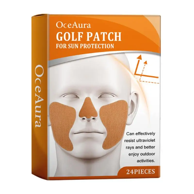 24PCS Sunscreen Stickers Cool Refreshing Golf Patch Face Golf Gel Facial Patches Nose Sun Protection SPF Face Stickers