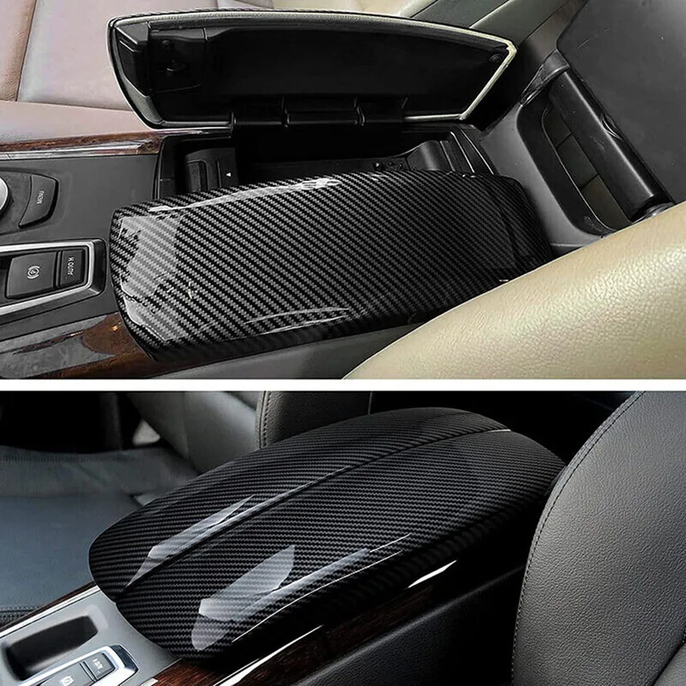 Center Armrest Box Cover 1pc 2007-2013 ABS Carbon Fiber Style For BMW X6 E71 E70 Car Center Interior Accessories