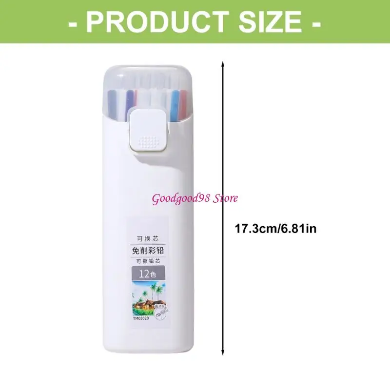 지울 수있는 개폐식 컬러 연필 3.0MM 아이 성인 미술 드로잉 색칠을위한 리필 형 연필을 선명하게하지 않음