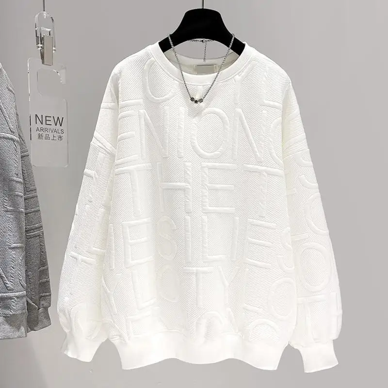 2023 Autumn Winter New Loose Oversized 150.00kg Unisex Long Sleeve Thicken Warm Fashion Women T-shirt Solid Color Casual Top