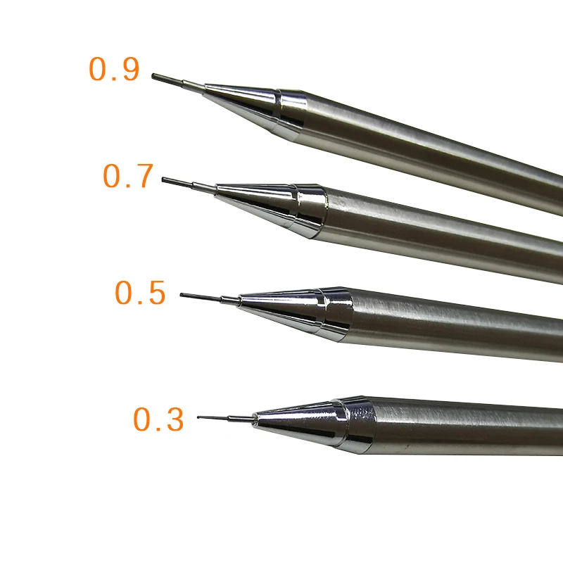 Creative Metal Mechanical Pencils Simple Students Writing Sketch Painting Pencils 0.3/0.5/0.7/0.9/2.0mm Lead Writing Supplies