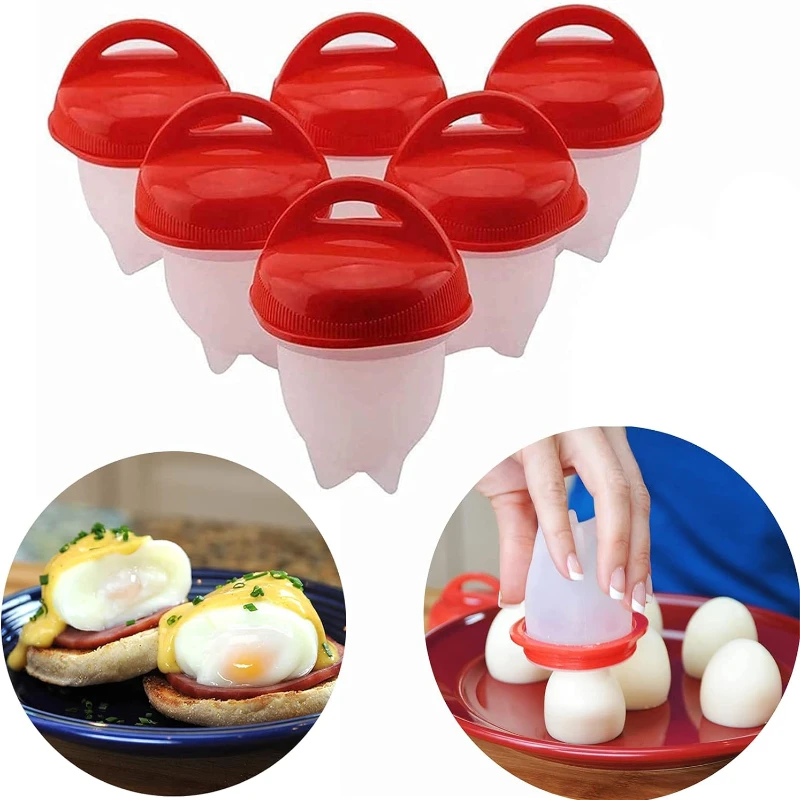 Egg Cooker Hard Boiled Egg Without The Shell Silicone Boiled Steamer Poacher Cooker Silicone Nonstick Boiler 6pcs