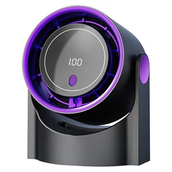 Compact 100 - Speed Desk Fan with Digital Display and Rechargeable Battery for Bedroom, Office, and Travel (Grey)